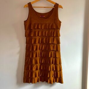 Isle by Melis Kozan women’s medium brown faux suede layered sleeveless dress